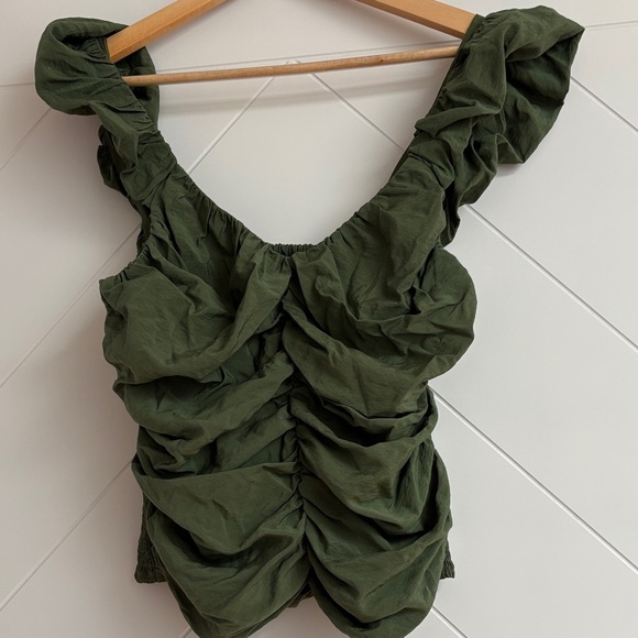 GAP Tops - GAP Olive Ruched Tank Top
